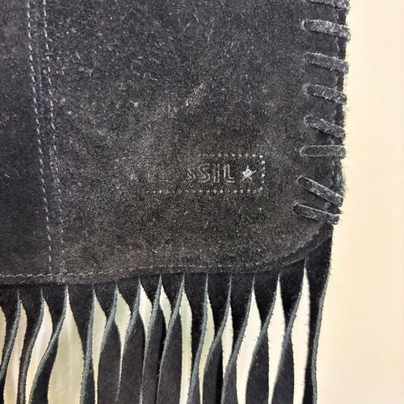 Fossil Black Suede and Animal Hair Giraffe Print Small Crossbody Purse - Picture 5 of 7